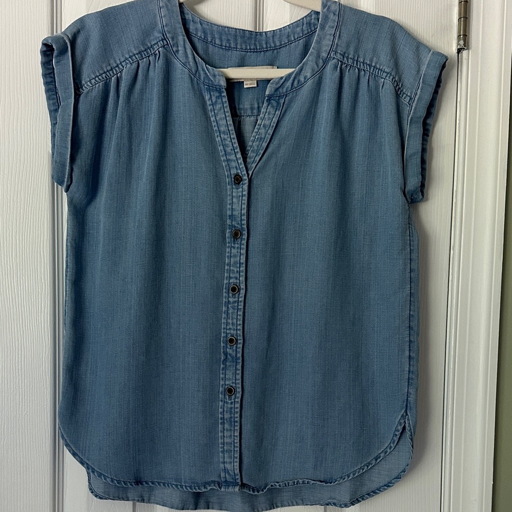 Blue Button-Up Denim Shirt